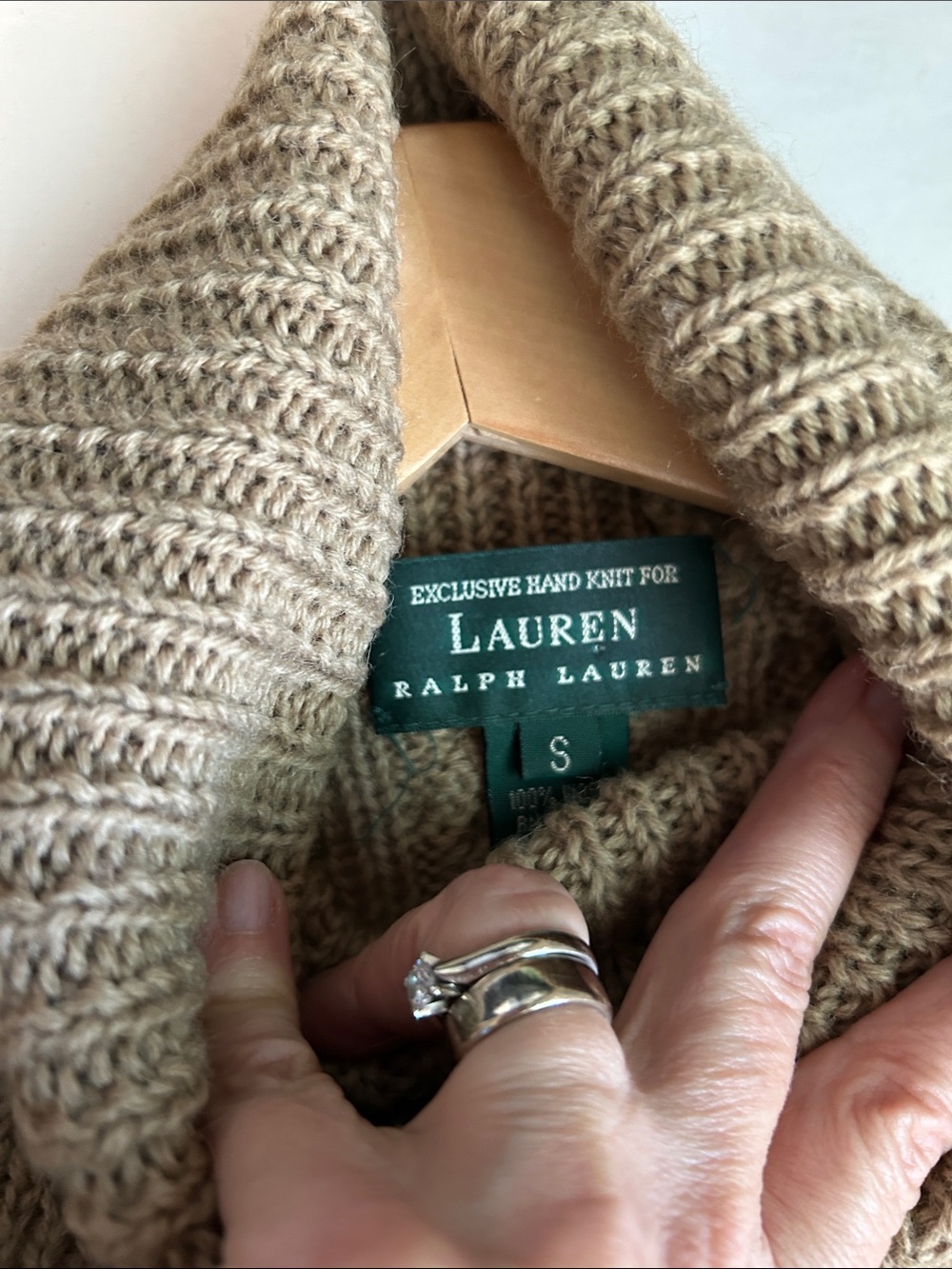 Lauren Ralph Lauren Wool Hand Knit Chunky Cable Knit Turtleneck Fisherman Sweate - Picture 3 of 11